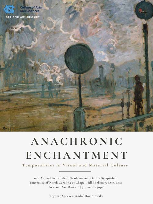 Flyer for the symposium with an unidentified impressionist painting and event details and event title